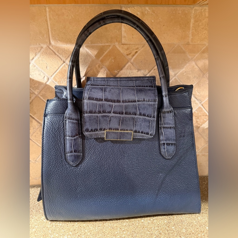 G.I.L.I. Blue Croc-Embossed Satchel